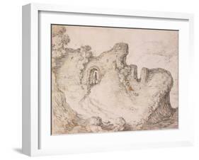 Rocky Landscape with Ruins, Forming the Profile of a Man's Face, C. 1650-Herman Saftleven-Framed Giclee Print