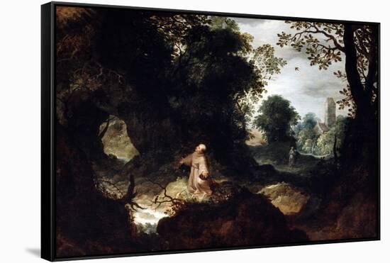 Rocky Landscape with Saint Francis, Early 17th Century-Abraham Govaerts-Framed Stretched Canvas
