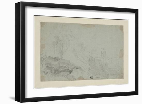 Rocky Landscape with Standing Figure-Richard Wilson-Framed Giclee Print