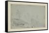 Rocky Landscape with Standing Figure-Richard Wilson-Framed Stretched Canvas