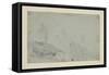 Rocky Landscape with Standing Figure-Richard Wilson-Framed Stretched Canvas