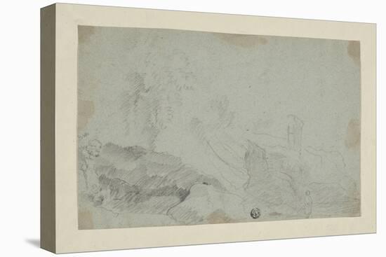 Rocky Landscape with Standing Figure-Richard Wilson-Stretched Canvas