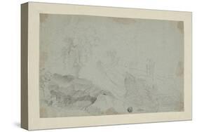 Rocky Landscape with Standing Figure-Richard Wilson-Stretched Canvas