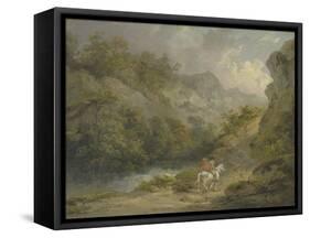 Rocky Landscape with Two Men on a Horse, 1791-George Morland-Framed Stretched Canvas