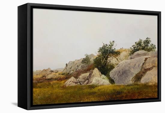 Rocky Landscape-John Frederick Kensett-Framed Stretched Canvas