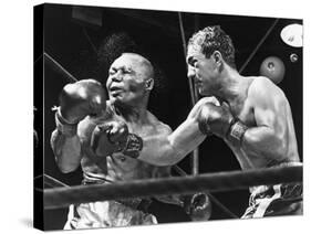 Rocky Marciano Landing a Punch on Jersey Joe Walcott, Sept. 23, 1952-null-Stretched Canvas