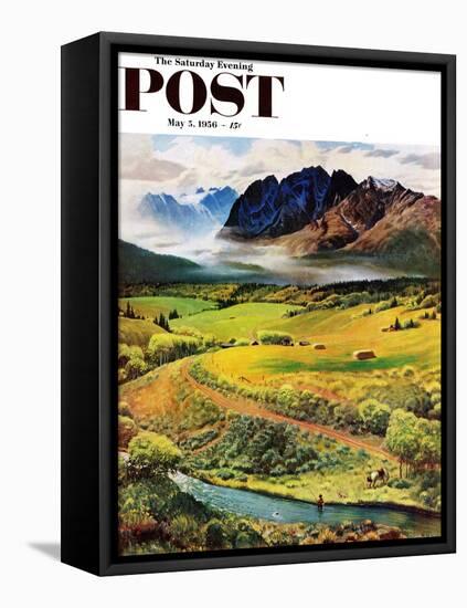 "Rocky Mountain Fly Fishing" Saturday Evening Post Cover, May 5, 1956-John Clymer-Framed Stretched Canvas