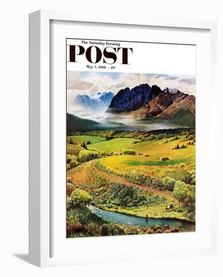 "Rocky Mountain Fly Fishing" Saturday Evening Post Cover, May 5, 1956-John Clymer-Framed Giclee Print