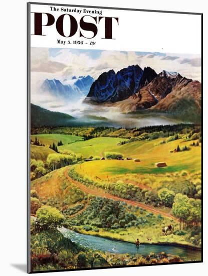 "Rocky Mountain Fly Fishing" Saturday Evening Post Cover, May 5, 1956-John Clymer-Mounted Giclee Print