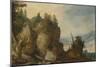 Rocky Mountain Landscape with a Left Castle Situated on a High Rock-Joos de Momper II-Mounted Art Print