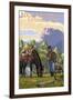Rocky Mountain National Park, Colorado - Cowboy and Horse in Spring-Lantern Press-Framed Art Print