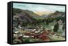 Rocky Mountain National Park, Colorado, General View of Estes Park-Lantern Press-Framed Stretched Canvas