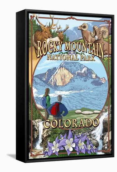 Rocky Mountain National Park, Colorado Montage-Lantern Press-Framed Stretched Canvas