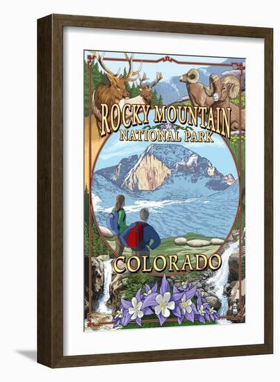 Rocky Mountain National Park, Colorado Montage-Lantern Press-Framed Art Print