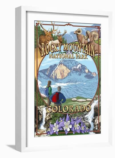 Rocky Mountain National Park, Colorado Montage-Lantern Press-Framed Art Print