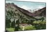 Rocky Mountain National Park, Colorado, Panoramic View of the Elkhorn Lodge, Estes Park-Lantern Press-Mounted Art Print