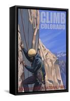 Rocky Mountain National Park, Colorado, Rock Climber-Lantern Press-Framed Stretched Canvas