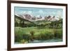 Rocky Mountain National Park, Colorado, View of the Range from Estes Park-Lantern Press-Framed Premium Giclee Print