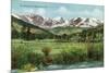 Rocky Mountain National Park, Colorado, View of the Range from Estes Park-Lantern Press-Mounted Premium Giclee Print