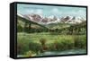 Rocky Mountain National Park, Colorado, View of the Range from Estes Park-Lantern Press-Framed Stretched Canvas