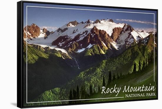 Rocky Mountain National Park - Mountains and Trees-Lantern Press-Framed Stretched Canvas