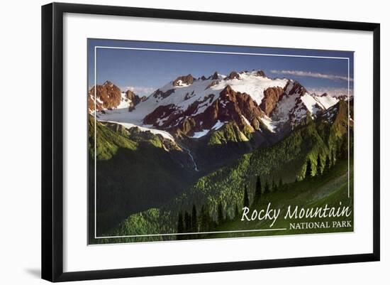 Rocky Mountain National Park - Mountains and Trees-Lantern Press-Framed Art Print