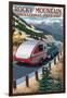 Rocky Mountain National Park - Retro Camper - Rubber Stamp-Lantern Press-Framed Art Print