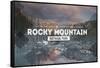 Rocky Mountain National Park - Rubber Stamp-Lantern Press-Framed Stretched Canvas