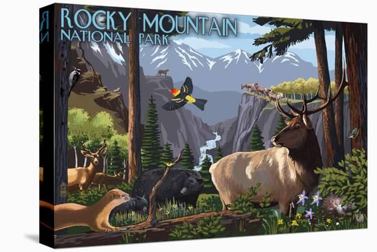 Rocky Mountain National Park - Wildlife Utopia-Lantern Press-Stretched Canvas