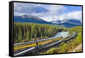 Rocky Mountaineer Train at Morant's Curve Near Lake Louise in the Canadian Rockies-Neale Clark-Framed Stretched Canvas