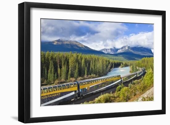 Rocky Mountaineer Train at Morant's Curve Near Lake Louise in the Canadian Rockies-Neale Clark-Framed Premium Photographic Print