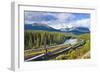 Rocky Mountaineer Train at Morant's Curve Near Lake Louise in the Canadian Rockies-Neale Clark-Framed Premium Photographic Print