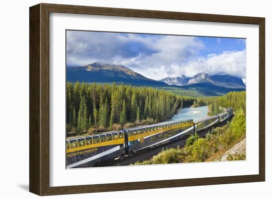 Rocky Mountaineer Train at Morant's Curve Near Lake Louise in the Canadian Rockies-Neale Clark-Framed Photographic Print