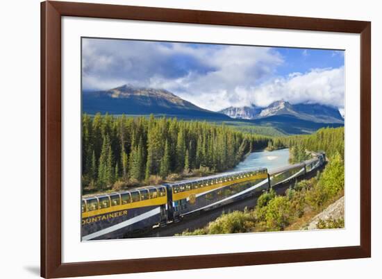 Rocky Mountaineer Train at Morant's Curve Near Lake Louise in the Canadian Rockies-Neale Clark-Framed Photographic Print