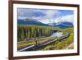 Rocky Mountaineer Train at Morant's Curve Near Lake Louise in the Canadian Rockies-Neale Clark-Framed Photographic Print