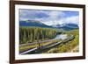 Rocky Mountaineer Train at Morant's Curve Near Lake Louise in the Canadian Rockies-Neale Clark-Framed Photographic Print