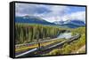 Rocky Mountaineer Train at Morant's Curve Near Lake Louise in the Canadian Rockies-Neale Clark-Framed Stretched Canvas