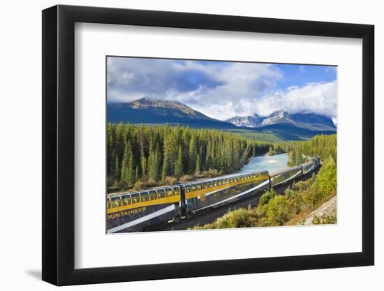 Rocky Mountaineer Train at Morant's Curve Near Lake Louise in the Canadian Rockies-Neale Clark-Framed Photographic Print