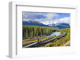 Rocky Mountaineer Train at Morant's Curve Near Lake Louise in the Canadian Rockies-Neale Clark-Framed Photographic Print