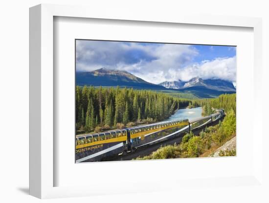 Rocky Mountaineer Train at Morant's Curve Near Lake Louise in the Canadian Rockies-Neale Clark-Framed Premium Photographic Print