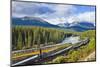 Rocky Mountaineer Train at Morant's Curve Near Lake Louise in the Canadian Rockies-Neale Clark-Mounted Premium Photographic Print