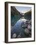 Rocky Mountains and Boulders Reflected in Lake Louise, Banff National Park, Alberta, Canada-Larry Ditto-Framed Photographic Print