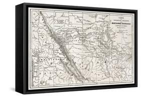 Rocky Mountains Old Map, Usa-marzolino-Framed Stretched Canvas