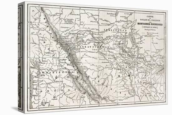 Rocky Mountains Old Map, Usa-marzolino-Stretched Canvas