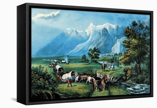 Rocky Mountains-Currier & Ives-Framed Stretched Canvas