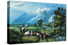 Rocky Mountains-Currier & Ives-Stretched Canvas
