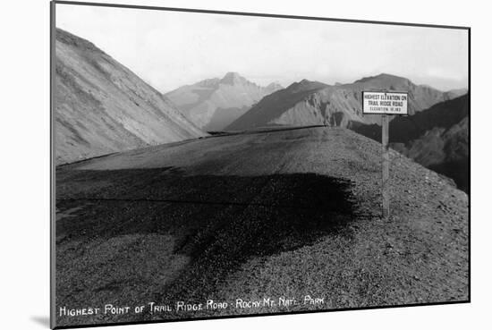 Rocky Mt Nat'l Park, Colorado - Highest Point on Trail Ridge Road-Lantern Press-Mounted Art Print