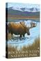 Rocky Mt National Park, CO, Moose Drinking at Lake-Lantern Press-Stretched Canvas