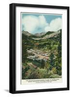 Rocky Mt. National Park, Colorado, Aerial View of Mountain Surrounded Estes Park-Lantern Press-Framed Art Print