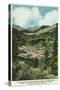 Rocky Mt. National Park, Colorado, Aerial View of Mountain Surrounded Estes Park-Lantern Press-Stretched Canvas